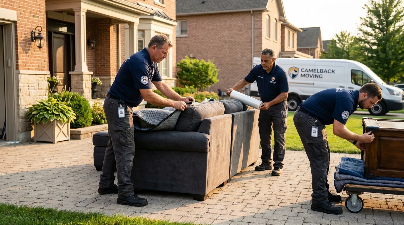 Large estate moving crew wrapping furniture in Hampton, AR
