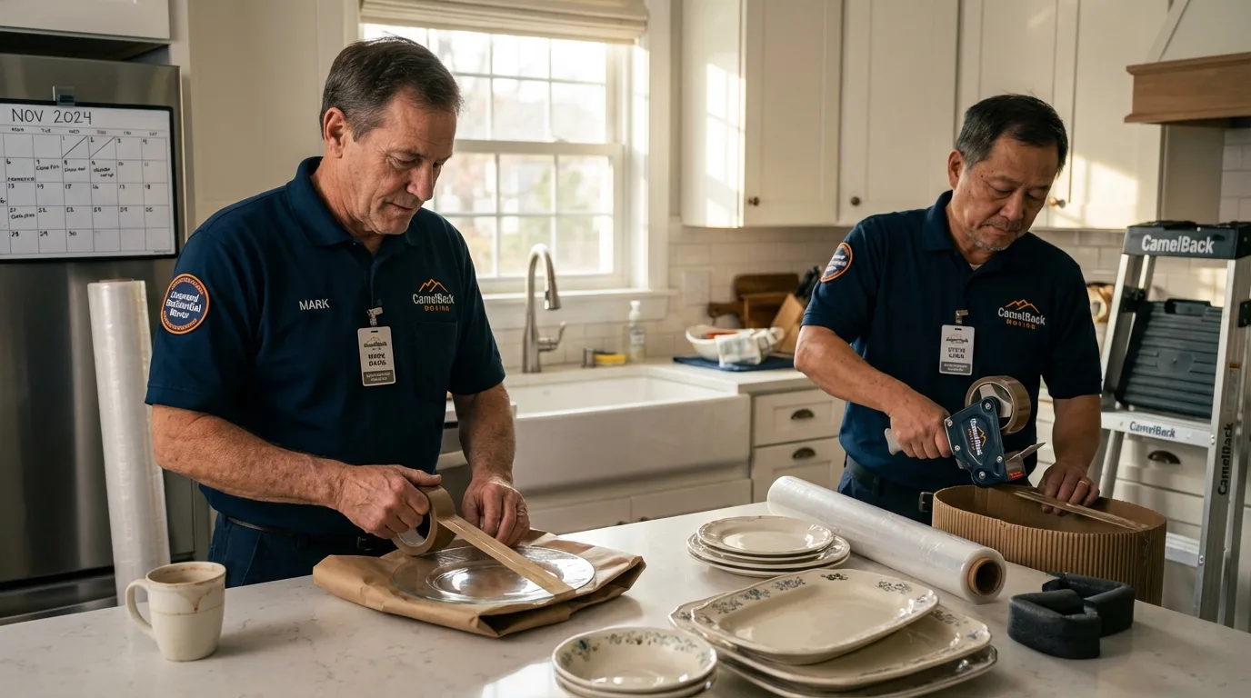 Professional crew packing kitchen dishware in Hampton, AR